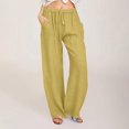 thumbnail image 1 of JUSLIO Women Pants Linen Fashion Casual Drawstring Loose Wide Leg Pants, 1 of 5