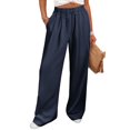 thumbnail image 1 of JUSLIO Women Pants Linen Fashion Casual Drawstring Loose with Pockets Straight Pants, 1 of 9