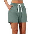 thumbnail image 1 of JUSLIO Women Shorts,Gym Running Quick Dry Mid-Length Shorts,Summer ,Army Green,Size L, 1 of 7