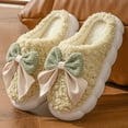 thumbnail image 1 of JUSLIO Women Slippers Fuzzy Slippers Slip On Bow Winter Warm Soft Sole House Shoes Slippers, 1 of 4