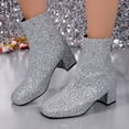 thumbnail image 1 of JUSLIO Womens Boots,Chunky Heel Boots Round Toe High Heel Comfort Solid Color Zipper Boots for Women,, 1 of 9