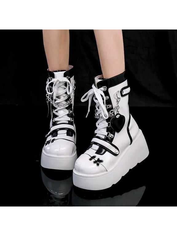 Womens Boots,Chunky Heel Boots Round Toe Platform Comfort Solid Color Mid Calf Boots
