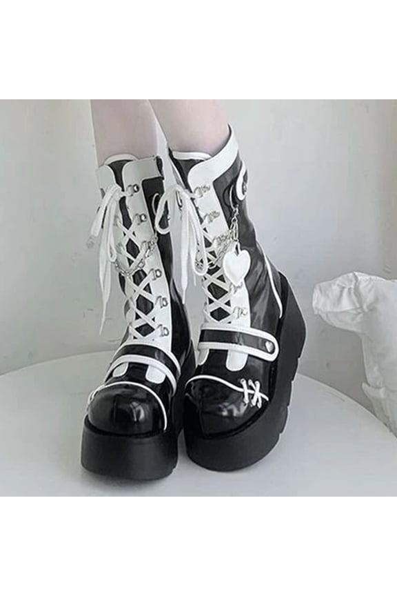 Womens Boots,Chunky Heel Boots Round Toe Platform Comfort Solid Color Mid Calf Boots Plus Size Boots