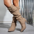 thumbnail image 1 of JUSLIO Womens Boots,High Heel Comfort Mid Calf Boots Solid Color Fashion Casual Lightweight Boots, 1 of 9