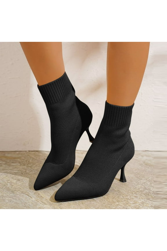 Womens Boots High Heel Comfort Pointed Toe Solid Color Fashion Casual Slip On Lightweight Boots Boots for Women