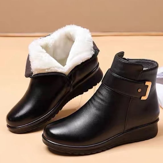 JUSLIO Womens Boots,High Mid Calf Boots,Slip on Weekend Brunch Stretchy Upper Solid Color Casual Footwear