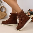 thumbnail image 1 of JUSLIO Womens Boots,Lace Up Round Toe Mid Calf Boots Comfort Solid Color Snow Boots for Women,Plus Size Boots, 1 of 4