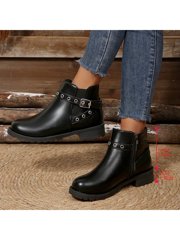 Womens Boots,Plus Size Pointed Toe Ankle Lightweight Boots,Slip on Daily Walking Anti Blister Solid Color Footwear