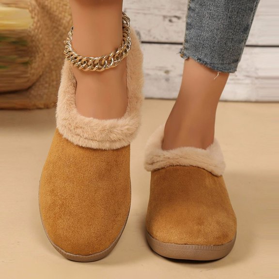 JUSLIO Womens Boots,Warm Fleece Comfort Round Toe Solid Color Fashion Casual Lightweight Boots