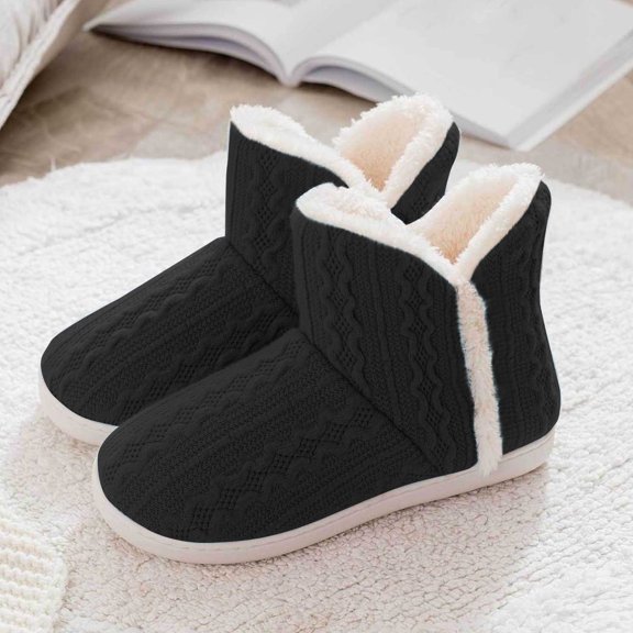 JUSLIO Womens Boots,Warm Fleece Comfort Snow Boots for Women,Solid Color Fashion Casual Fleece Plus Size Boots