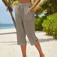 thumbnail image 1 of JUSLIO Womens Button with Pockets Loose, Linen Casual Slim Straight Capris, 1 of 4