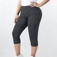 thumbnail image 1 of JUSLIO Womens Capris Plus Size Solid High Elastic Elastic Waist Yoga Workout Capris Leggings, 1 of 8