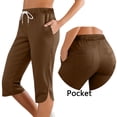 thumbnail image 1 of JUSLIO Womens Capris with Pockets Elastic, Waist Drawstring Workout Casual Split Hem Capri Pants, 1 of 7