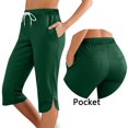 thumbnail image 1 of JUSLIO Womens Capris with Pockets Elastic, Waist Drawstring Workout Casual Split Hem Capri Pants, 1 of 7