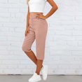 thumbnail image 1 of JUSLIO Womens Capris with Pockets Solid, Casual Workout Button Capris, 1 of 7