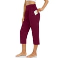 thumbnail image 1 of JUSLIO Womens Capris with Pockets Solid, Everyday Casual Ruched Capris, 1 of 6