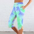 thumbnail image 1 of JUSLIO Womens Drawstring with Pockets Fashion, Print Elastic Waist Casual Workout Split Hem Capri Pants, 1 of 7