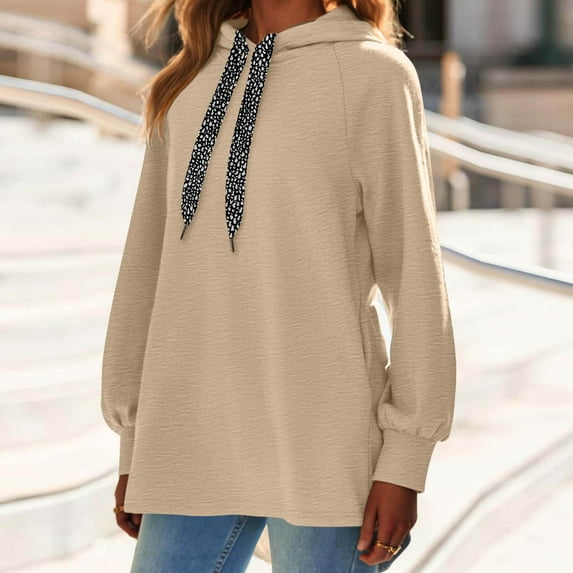 JUSLIO Womens Hoodies Drawstring with Pockets Everyday Wear Pullover Long Sleeved Hooded Sweatshirts