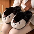 thumbnail image 1 of JUSLIO Womens House Slippers 3D Cartoon Animal Head Cute Fuzzy Plush Cute Rodent Design Non Slip Flat Sole Warm Indoor House Slippers Closed Toe Slide Slippers Black, 1 of 5