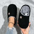 thumbnail image 1 of JUSLIO Womens House Slippers, Indoor House Slippers Open Toe Slides Slip On Fuzzy Plush Flat Sole Non Slip Slippers Black, 1 of 5