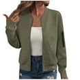 thumbnail image 1 of JUSLIO Womens Jackets Jacquard Zipper Cardigans Tops Long Sleeve with Pockets Casual Outerwear Army Green L, 1 of 5