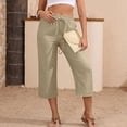 thumbnail image 1 of JUSLIO Womens Linen with Pockets Loose, Solid Drawstring Casual Everyday Slim Straight Capris, 1 of 9