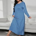 thumbnail image 1 of JUSLIO Womens Nightgown Plaid Robes Long Sleeve Pajama Round Collar Sleepwear Blue Nightgown Sleep Dress Plus Size Loungewear, 1 of 6