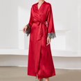 thumbnail image 1 of JUSLIO Womens Nightgown Solid Robes Long Sleeve Pajama Classic Collar Sleepwear Lace Simulated Silk Nightgown Sleep Dress Nightgowns Loungewear, 1 of 3