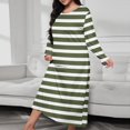 thumbnail image 1 of JUSLIO Womens Nightgown Striped Loungewear Long Sleeve Robes Round Collar Pajama Green Sleepwear Nightgowns Nightgown Sleep Dress, 1 of 6