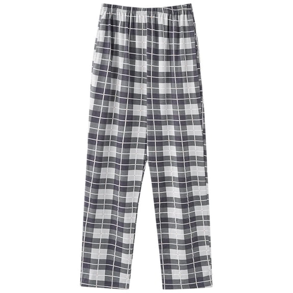 JUSLIO Womens Pajama Pants Casual High Waist Pockets Plaid Comfortable Comfortable Gray L