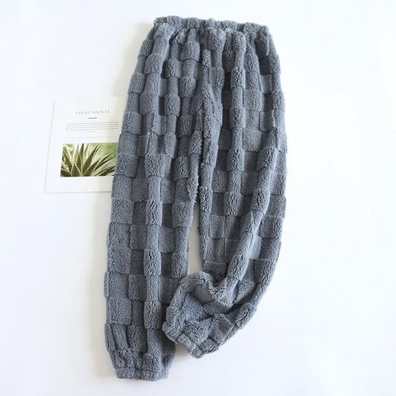 JUSLIO Womens Pajama Pants Thermal Comfortable Lounge Plaid Warm Pants for Women Casual Blue M