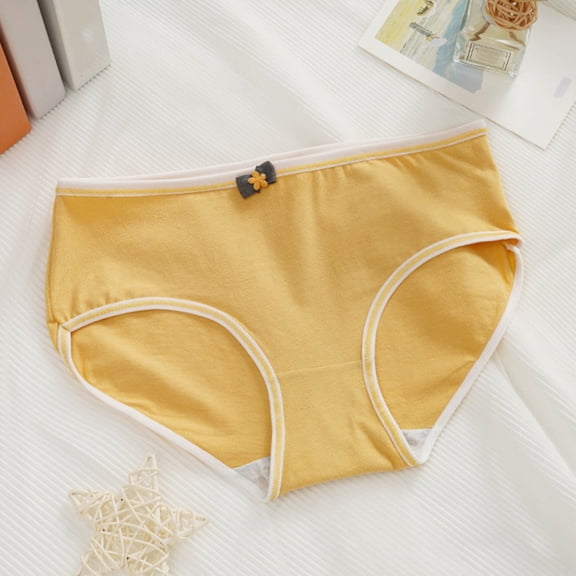 JUSLIO Womens Panties Cotton Briefs Breathable Soft Comfortable Underwear Yellow M
