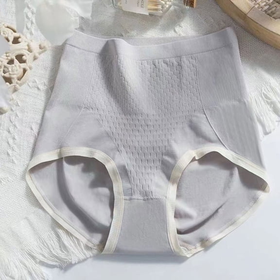 JUSLIO Womens Panties High Waisted Briefs No Show Underwear Butt Lifting Tummy Control Underwear Gray Free Size