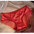 thumbnail image 1 of JUSLIO Womens Panties Lace Briefs Cut-out Low-Rise Bow Underwear Red L, 1 of 4