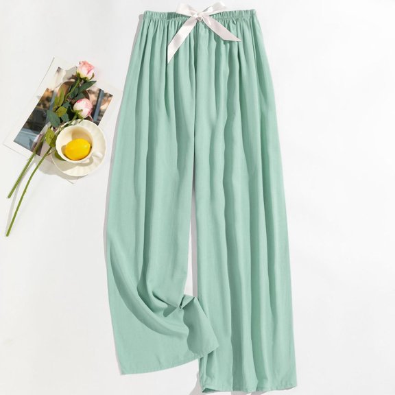 JUSLIO Womens Pants Comfortable Casual Wide Leg Pants Blue Free Size