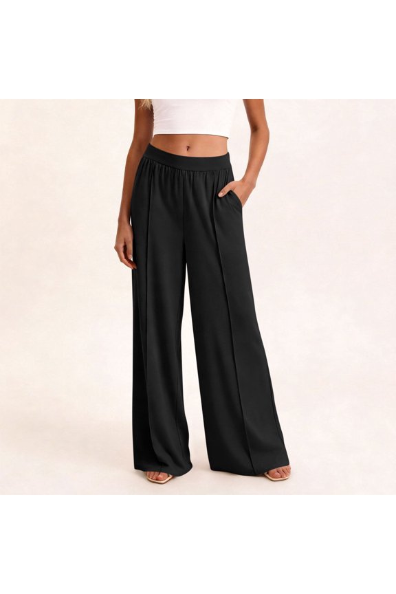 Womens Pants Elastic Waist with Pockets Fashion Casual Drawstring Pants