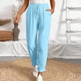 thumbnail image 1 of JUSLIO Womens Pants Linen Loose Casual Drawstring Elastic Waist with Pockets Pants, 1 of 5