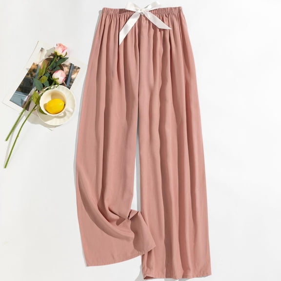 JUSLIO Womens Pants Casual Comfortable Wide Leg Pants Pink Free Size