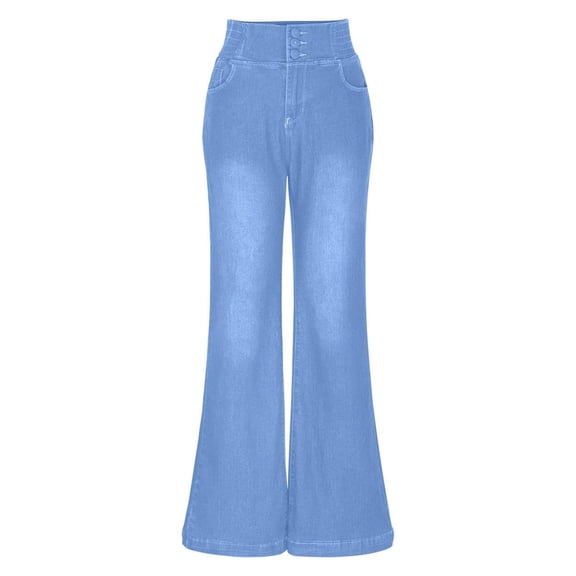 JUSLIO Womens Pants Pants for Women High Waist Jeans Casual Comfortable Blue 2XL