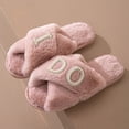 thumbnail image 1 of JUSLIO Womens Slippers Non Slip Flat Sole House Slippers Crisscross Cross Strap Fuzzy Plush Open Toe Slides Slippers Pink, 1 of 5