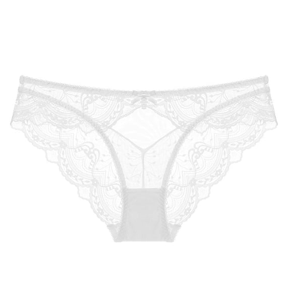 JUSLIO Womens Underwear Lace Briefs Comfortable Breathable Soft Panties White L