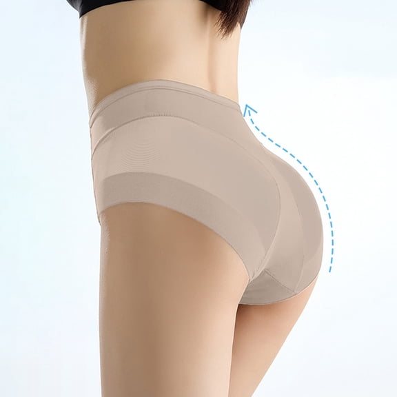 JUSLIO Womens Underwear Lace Briefs No Show Underwear Mid waist Butt Lifting Panties Beige XL