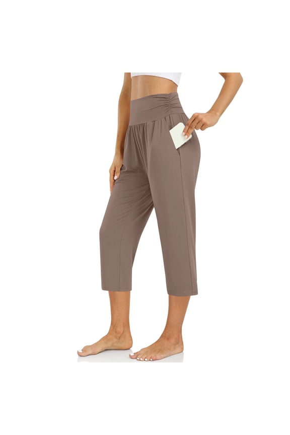 Womens with Pockets Solid Casual, Everyday Ruched Capris