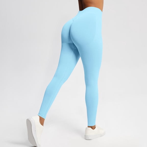 JUSLIO Yoga Pants for Women Comfortable Workout High Waist Tights Leggings Pants for Women Casual Sweatpants Blue 2XL