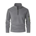 thumbnail image 1 of JUSLIO Zipper Long Sleeve T Shirts for Men Fleece Solid Tops Half-Zip Long sleeve Stand Collar Tops Dark Gray M, 1 of 6