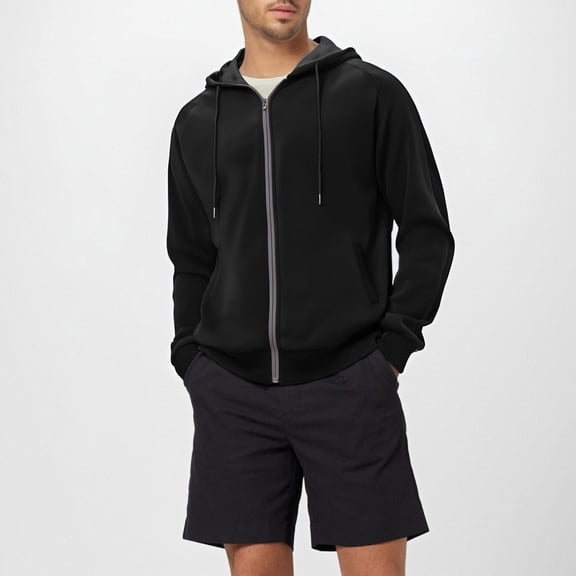 JUSLIO Zipper Mens Sweatshirts Hooded Solid Hoodies Long Sleeve Casual Drawstring Everyday Sweatshirts
