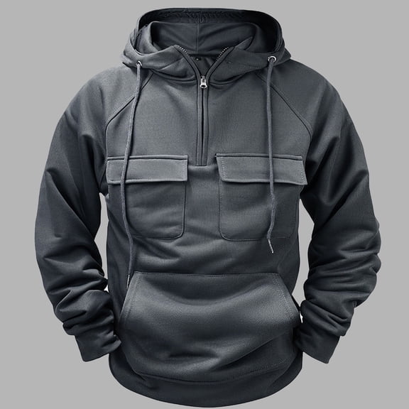 JUSLIO Zipper Mens Sweatshirts Hooded Solid Hoodies Long Sleeve Pullover Comfortable Everyday Sweatshirts