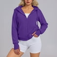 thumbnail image 1 of JUSLIO Zipper Shirts for Women with Pockets Hoodies Sweatshirts Solid Long sleeve Turtleneck Sweatshirts Purple S, 1 of 7