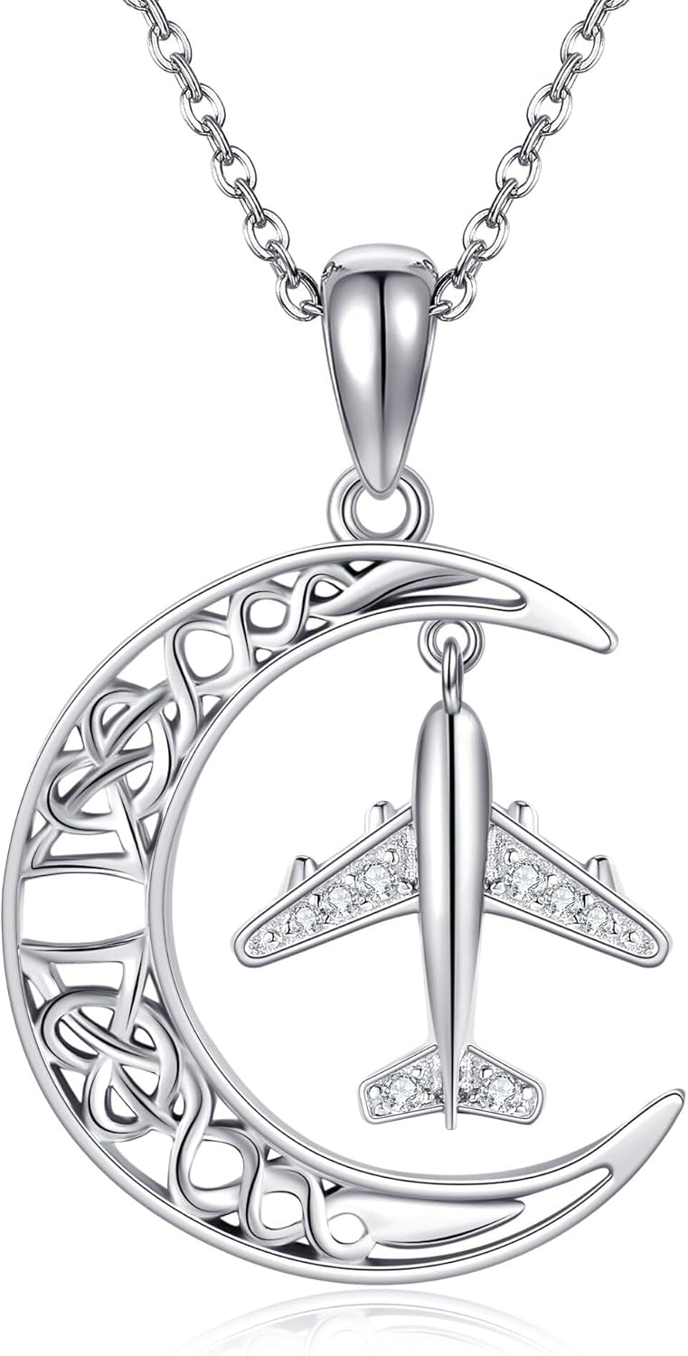 Airplane Necklace - 2 Pack, Gothic Punk Biker Style, Silver Alloy, For Men & Women