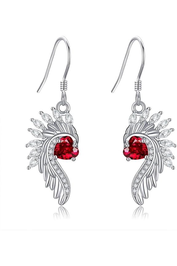Angel Devil Earrings Sterling Silver Angel Wings Heart Dangle Drop Earrings Gothic Jewelry for Women